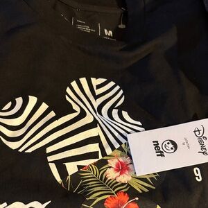 Disney Black and White Striped Mickey Mouse Kids Tee